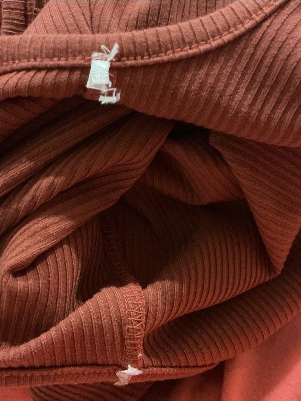 Lulus Rust Ribbed Maxi Dress XS Stretch Tie Back Side Slit - Picture 12 of 12